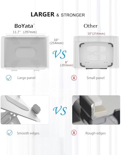 BoYata Laptop Stand, Adjustable Multi-Angle Riser, Up to 17 Inches, Silver