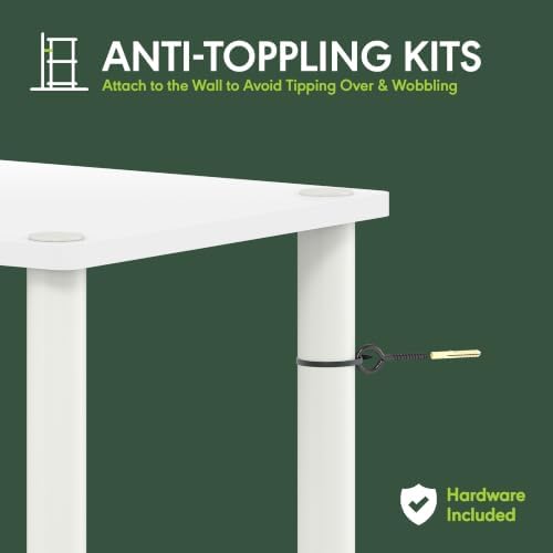 Furinno Turn-N-Tube Toolless Assembly Corner Shelf, 5-Tier Black Corner Bookshelf, Open Storage Shelves, for Organizatio