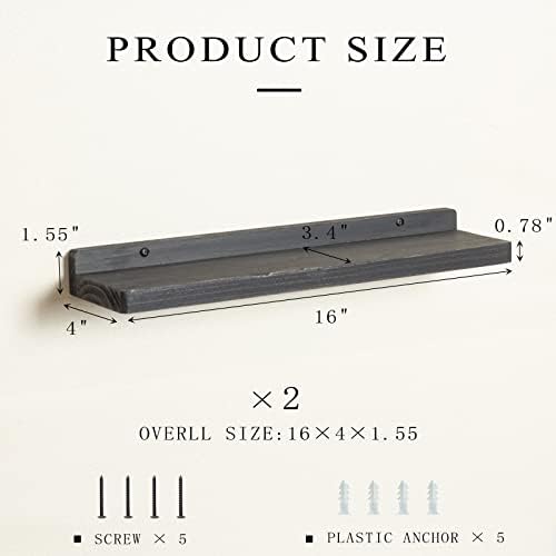 Freezing point Floating Shelves for Wall Set of 2 Natural Wood 16Inch Wall Shelf Decor Plant Display Collectibles Mounte