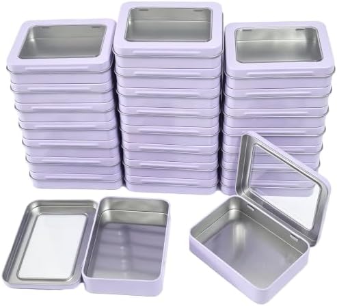 24 Pack Metal Storage Organizer Tins, Purple, 4.5 x 3.3 x 0.87 inches