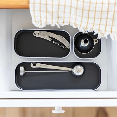 Three by Three Seattle Metal Stacking Bins Drawer Organizer, 6-Pc (Gray)
