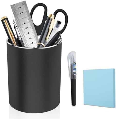 Metal Pen Holder Aluminum Pencil Holder Desktop Organizer Black for Office, School, Home 3.15 x 3.15 x 3.94 Inches-Black