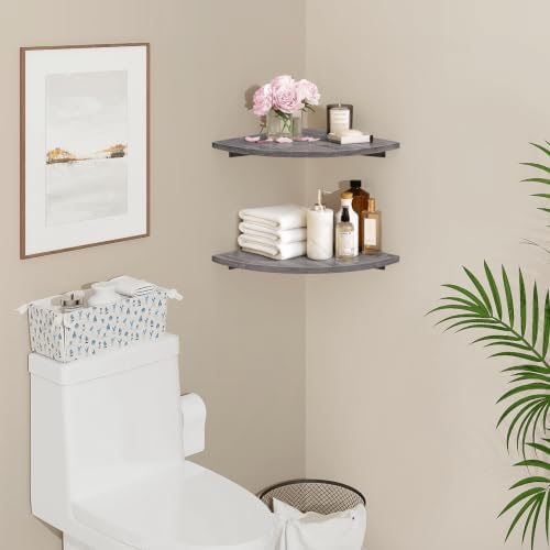 Homode Corner Shelf Wall Mount, Round Corner Floating Shelves Set of 2