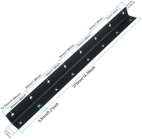 L Bracket, Heavy Duty Corner Brace, 4 Pack 14.8" Metal Shelf Bracket Angle Bracket for Shelves, Black Metal Braces for W
