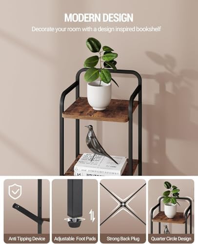 Hzuaneri Bookcase Bookshelf, Narrow Book Shelf, Industrial Corner Shelf