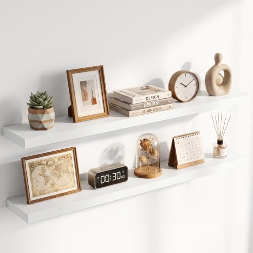 48 Inch Floating Shelves for Wall 2 Pack, Wood Wall Bathroom Shelves