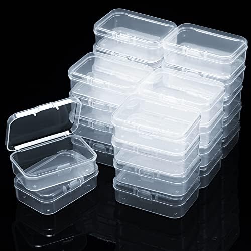 SATINIOR 24 Pcs Small Clear Plastic Container Box, 2.5 x 1.7 x 0.8 in