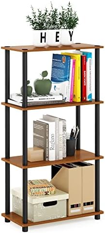 Furinno Turn-N-Tube Toolless 4-Tier Storage Shelves, Light Cherry
