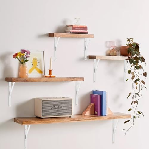 24 Pack L18 x H 12" White Heavy Duty Shelf Brackets with Screws Metal Shelf Brackets Shelf Support Angle Brackets for Sh