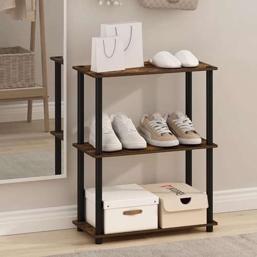Furinno Turn-N-Tube Storage Shelves, 3-Tier Book Shelf, Corner Shelf, Toolless Open Shelves, for Organization and Storag