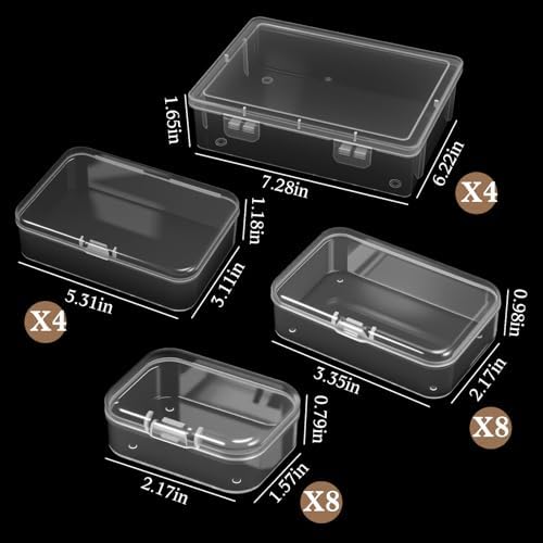 SATINIOR Small Clear Plastic Container Box, Multiple Sizes