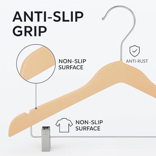 US TECH Heavy Duty Plastic Hangers with Adjustable Clips 10 Pack | Non Slip, Slim Design with Anti Rust Hook | Thin Hang