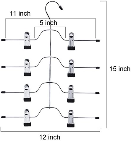 Tosnail 4 Pack 4 Tier Skirt Pants Clothes Hanger with Non Slip Clips, Space Saving Closet Organizer for Trouser, Slack, Jeans, Towels
