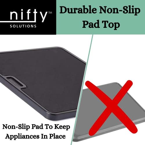 Nifty Large Appliance Rolling Tray - Silver, Home Kitchen Counter Organizer, Integrated Rolling System, Non-Slip Pad Top