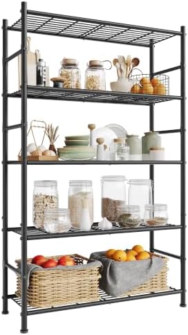 SONGMICS 5-Tier Storage Shelves, Adjustable Metal Wire Shelving Unit