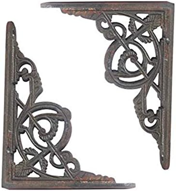 Adonai Hardware Hanameel Natural Raw Antique Iron Shelf Bracket (Supplied as 2 Pieces per Pack) - Natural Unlacquered