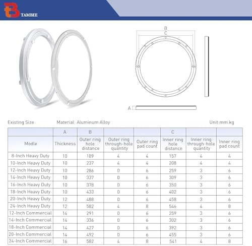 TamBee 12 Inch Lazy Susan Hardware Heavy Duty Metal Rotating Hardware Turntable Bearing Ring 300mm Turntable Lazy Susan 
