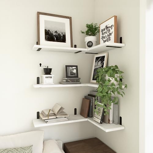 WOPITUES Floating Shelves Set of 6 for Wall Decor & Storage, White