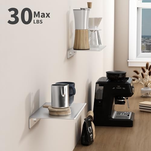 Danpoo 8 inch Small Floating Shelves for Wall Organizer & Storage, Mini Display Shelves, Metal Wall Shelves for Bathroom