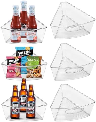 JOWBOOW Lazy Susan Organizer Bins for 32"-33" Diameter Corner Cabinet Lazy Susan, 6 Pack, Clear Plastic Cabinet and Pant