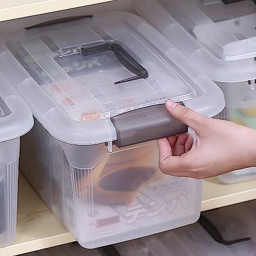 Citylife 6 Packs 8.5 QT Storage Bins with Lids Clear Plastic Bins with Grey Handle Stackable Storage Containers for Orga
