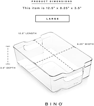 BINO | Stackable Storage Bins, Large - 4 Pack | The Stacker Collection | Clear Plastic Storage Bins | Organization and S