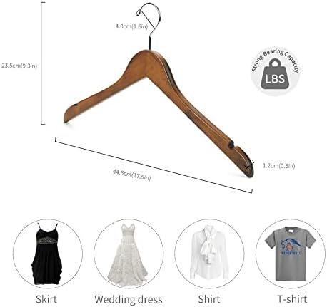 Nature Smile Wooden Coat Hangers Solid Wood Shirt Dress Clothes Hangers(10pcs Retro)