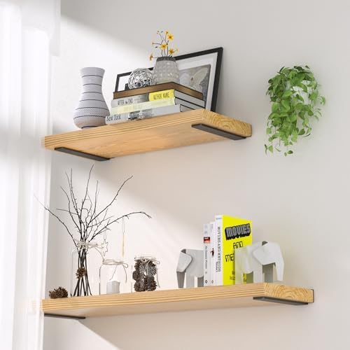 Floating Shelf Brackets 10 Inch 4 Pack, Hidden L Brackets for Shelves Black