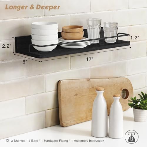 Black Floating Shelves for Wall, Bahtroom Wall Shelves Over Toilet