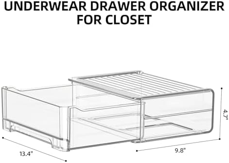 Underwear Drawer Organizer, Plastic Bra Storage Organizer for Closet, Bra Shelf Organizer, Clear Plastic Bra Drawers Sta