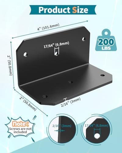 4 Inch L Bracket Corner Brace, 90 Degree Angle Iron, Black 4Pcs