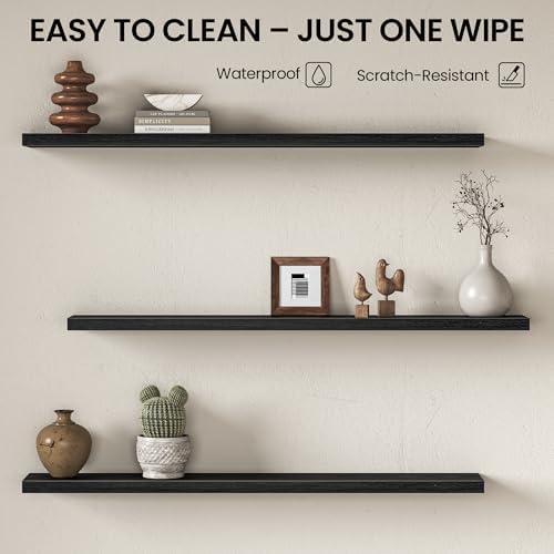 Fun Memories Floating Shelves for Wall 55 Inch, Set of 2 – Wall-Mounted Storage & Display Shelf with Invisible Bracket, 