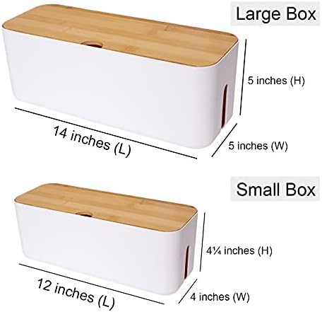 Changsuo Cable Management Box Set Cable Organizer Boxes for Extension Cord Power Stripe Surge Protector Wire Management 