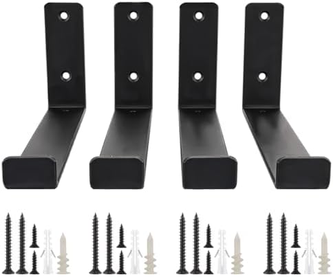 ASelected 4Xshelf Brackets Heavy 5Mm Thick Shelf Bracket Heavy Black Duty Metal Shelf Brackets 225X110Mm Incl Fixtures &