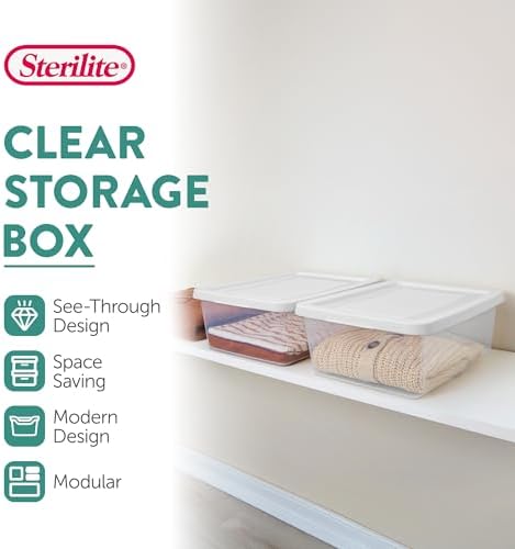 Sterilite Storage Box Stackable Tote, White, 12 Quart, 60 Pack