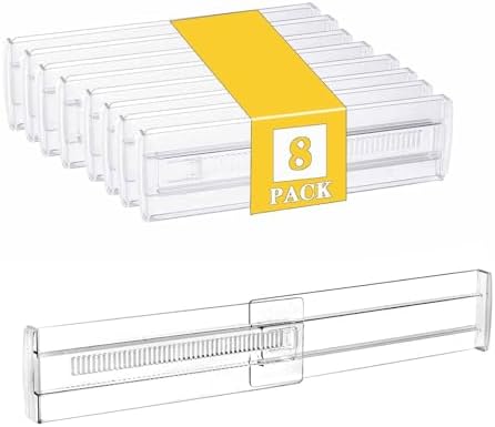 8 Pcs Drawer Dividers for Clothes,3.15" High 11.34"-19.69" clear
