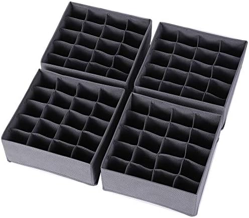 DIOMMELL 4 Pack Foldable Cloth Storage Box Closet Dresser Drawer Organizer Fabric Baskets Bins Containers Divider for Clothes Underwear Socks Lingerie Clothing, Dark Grey 40-0000