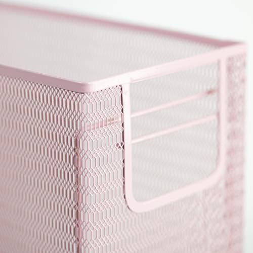 BLU MONACO | Pink Desk Organizer Set | 5 Piece Metal Office Desk Organizer with Hanging File Holder, Magazine Organizer, Pen Cup, Sticky Note Holder, Letter Sorter | Desk Organizers and Accessories