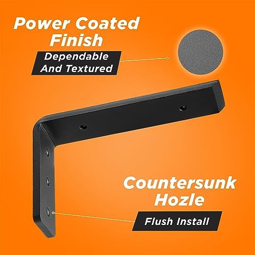 BATODA 10” Countertop Support Steel Brackets (2 PCS), Heavy Duty L Bracket