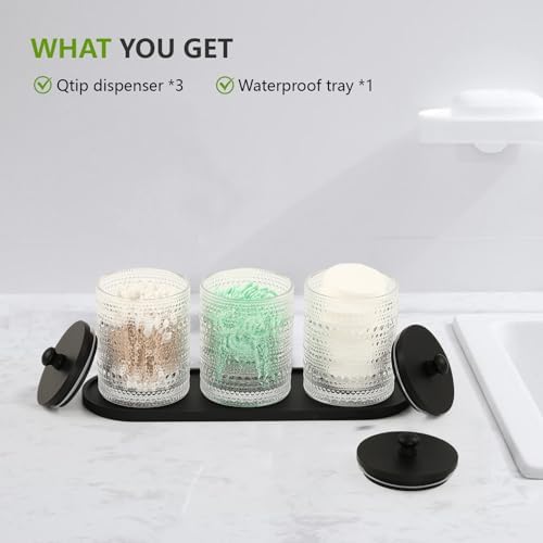 eggs sound 3 Pack Qtip Holder - Bathroom Organizers and Storage, Cotton Round Holder Floss Pick Holder Cotton Ball Holde