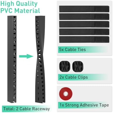 ENONCI Cable Raceway 31in Wire Covers Under Desk Cable Management 2-Pack
