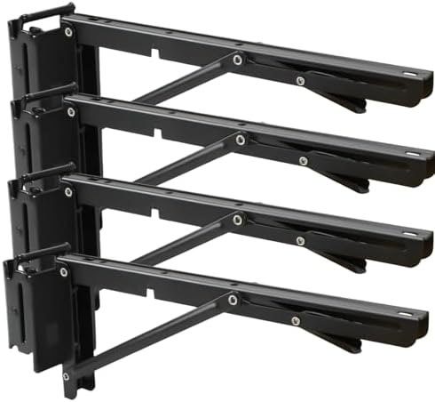 4PK E-Track Shelf Bracket,12" Double-Joint Foldable Steel for Trailers/Vans
