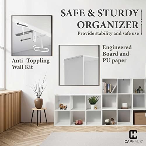 Fencer Wire 11-Inch Cube Storage Organizer Shelf w/Back, with Exterior Edge, Room Storage Shelves Divider, Bookcase, 8-C