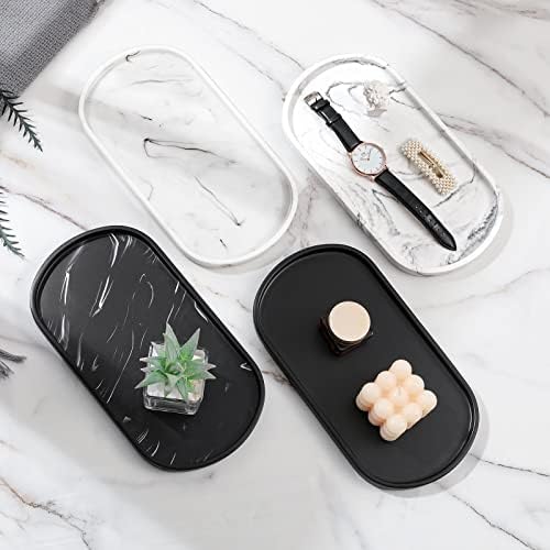 Luxspire 11.4" Oval Bathroom Tray for Countertop Organizer, Matte Black