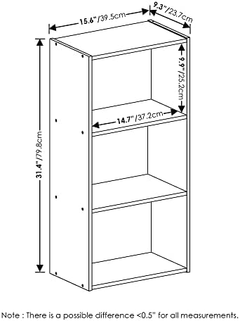 3-Tier Bookcase, Cube Bookshelf, Book Shelf, Cube Storage Organizer with Open Shelves, 9.3 x 16 x 31.4, for Living Room,