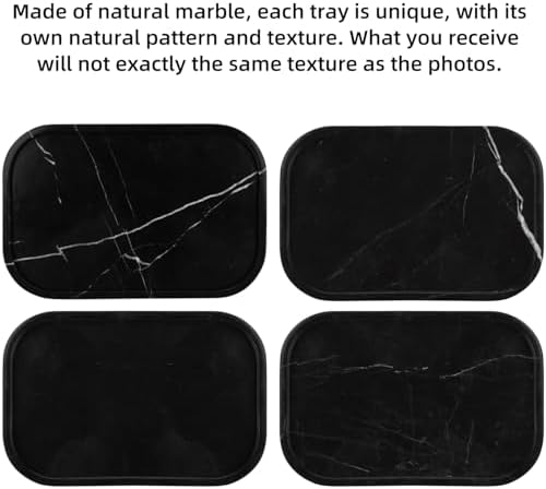 Marble Bathroom Vanity Decorative Tray, Black Marquina, 12 * 8 * 0.8