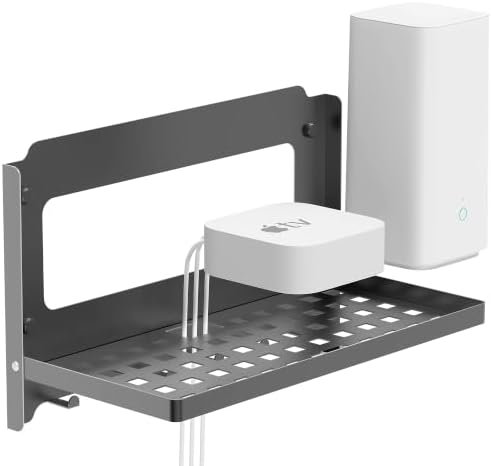 Router Shelf with Hooks & Magnetic Catch - Wall Mount Folding Shelf