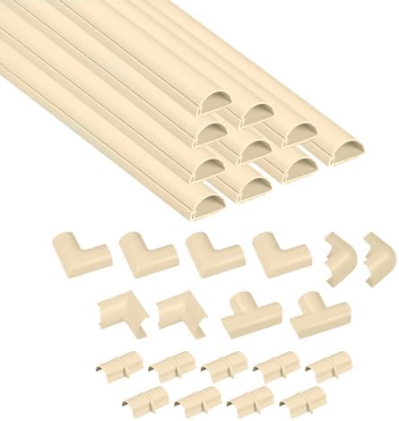 D-Line 157in Cord Cover Kit, Self-Adhesive Wire Hiders, Paintable Cable Raceway to Hide Wires on Wall, Electrical Cable 