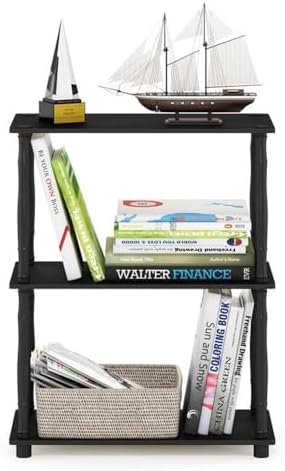 Furinno TURN-N-TUBE Storage Shelves, 3-Tier Book Shelf, Corner Shelf, Toolless Open Shelves, for Organization and Storag
