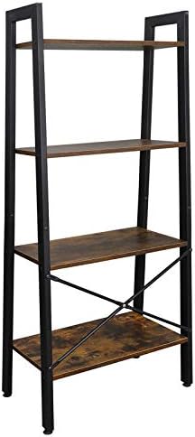 SUPER DEAL Industrial Ladder Shelf 4-Tier Bookcase Plant Book Display Furniture Storage Rack Shelf for Living Room Home 